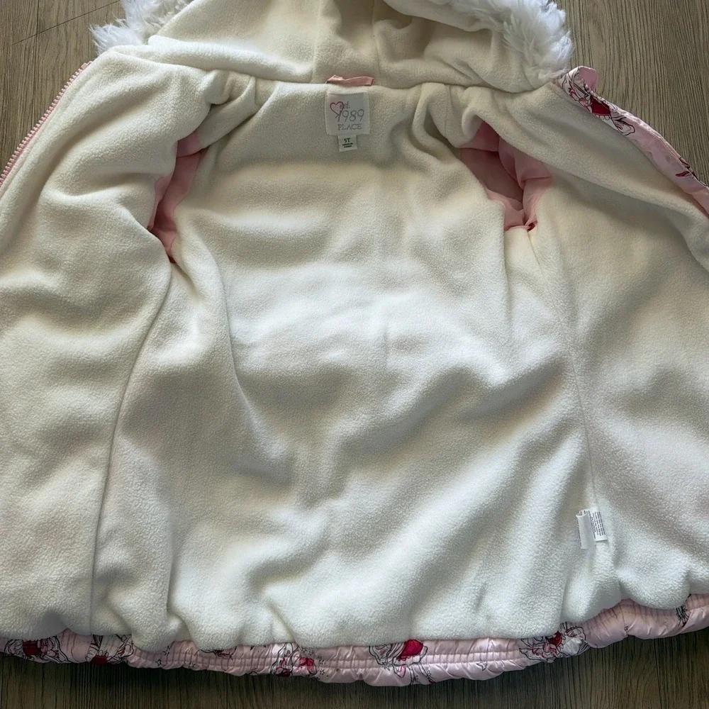 The Children's Place 5T Jacket Coat Pink Fairy Princess Puffer Faux Fur Lined